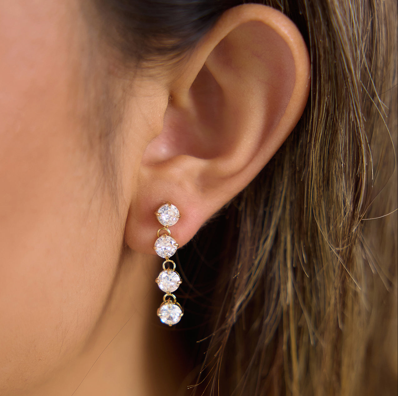 Solitiare Drop Earrings Water Resistant