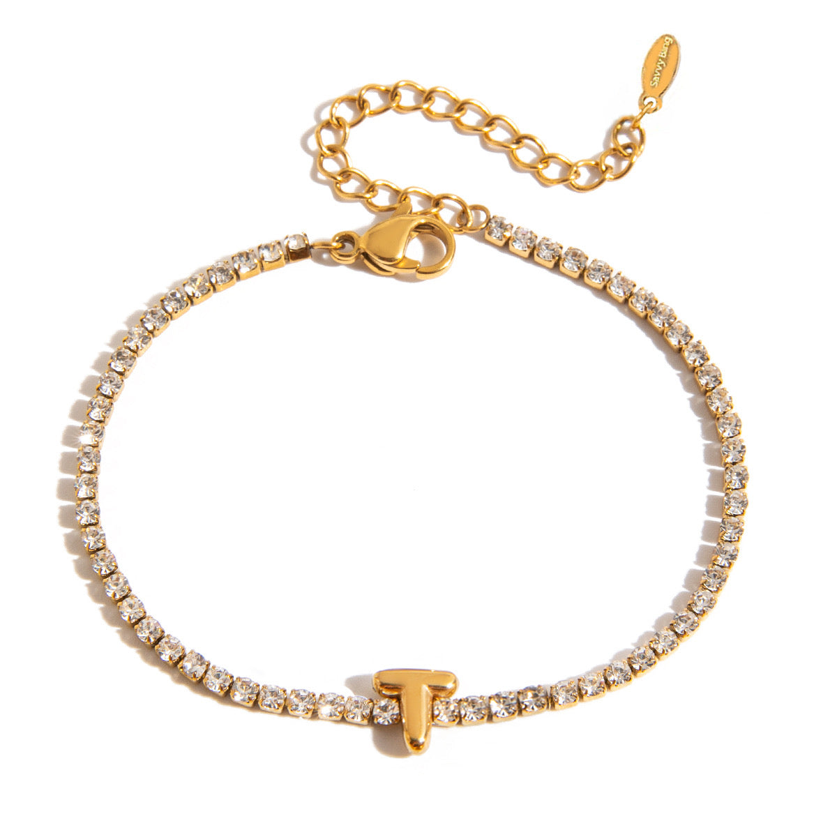 Initial Tennis Bracelet Water Resistant