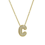 Medium Initial CZ Balloon Bubble Necklace 0.57”