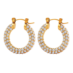 CZ Pave Hoop Earrings Water Resistant