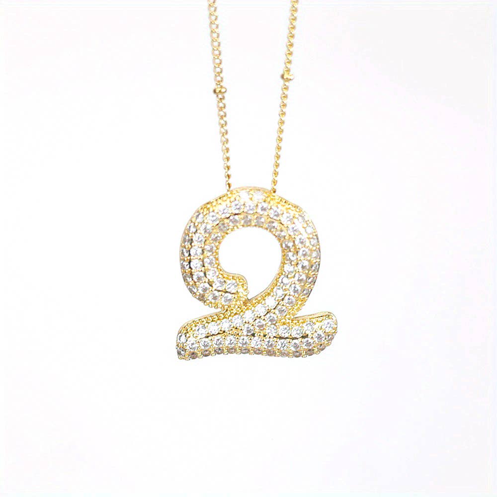 New* Initial SCRIPT CZ Balloon Bubble Gold Necklaces