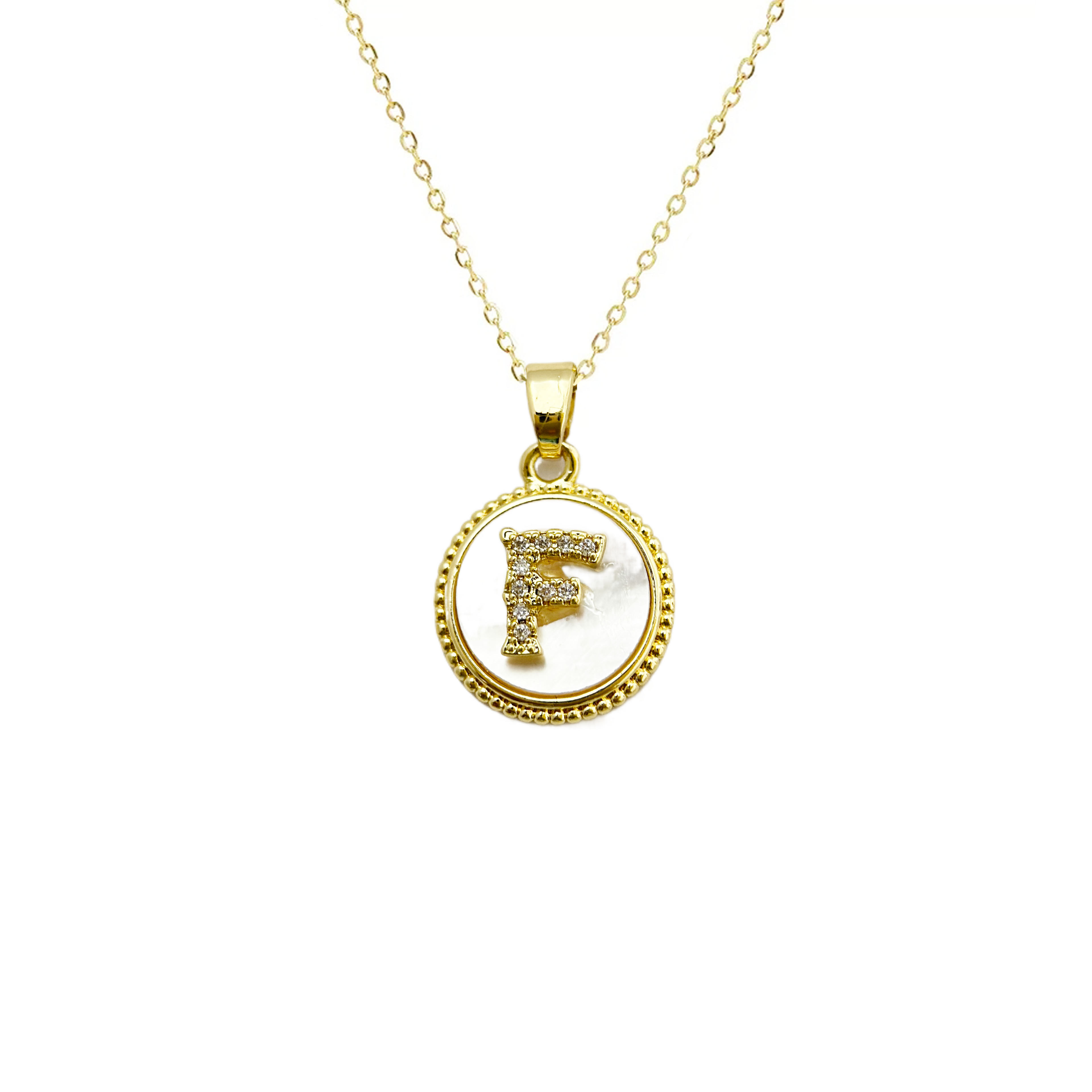 Initial Mother Of Pearl Gold Necklaces