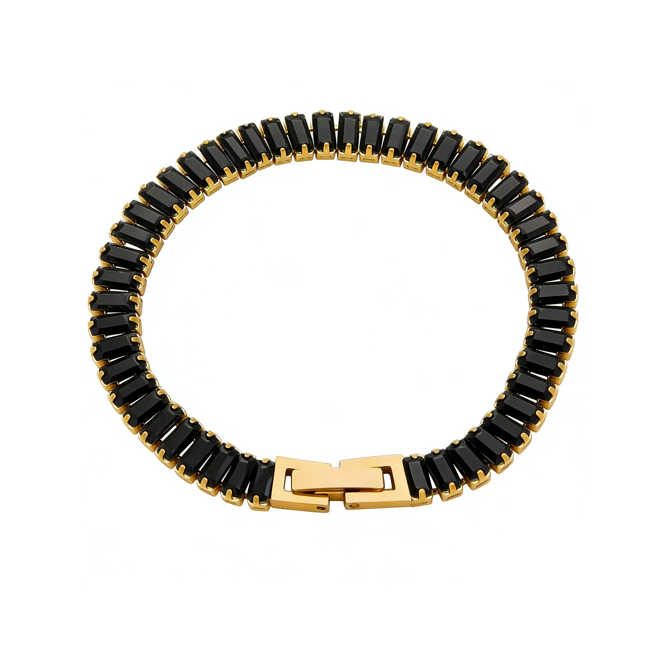 Black Baguette Tennis Choker Necklace Water Resistant