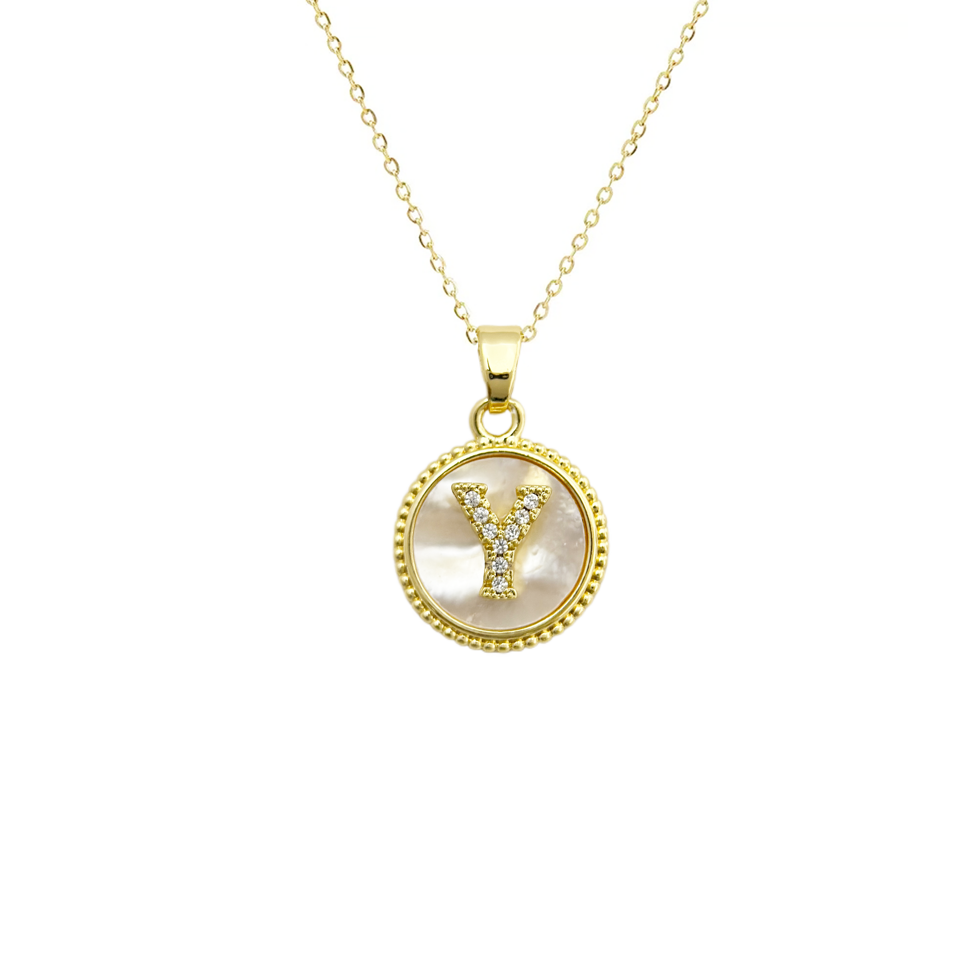 Initial Mother Of Pearl Gold Necklaces