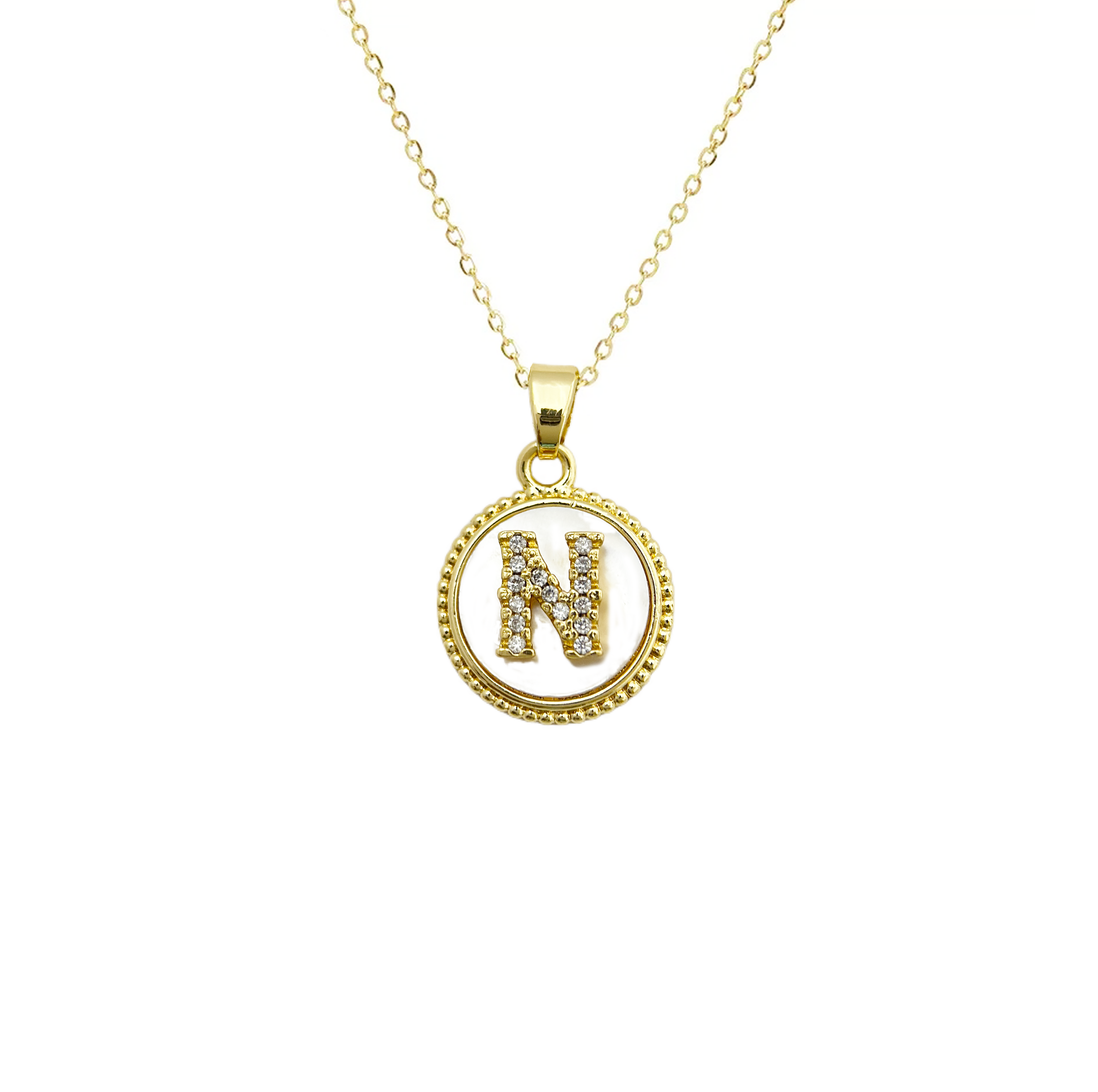 Initial Mother Of Pearl Gold Necklaces
