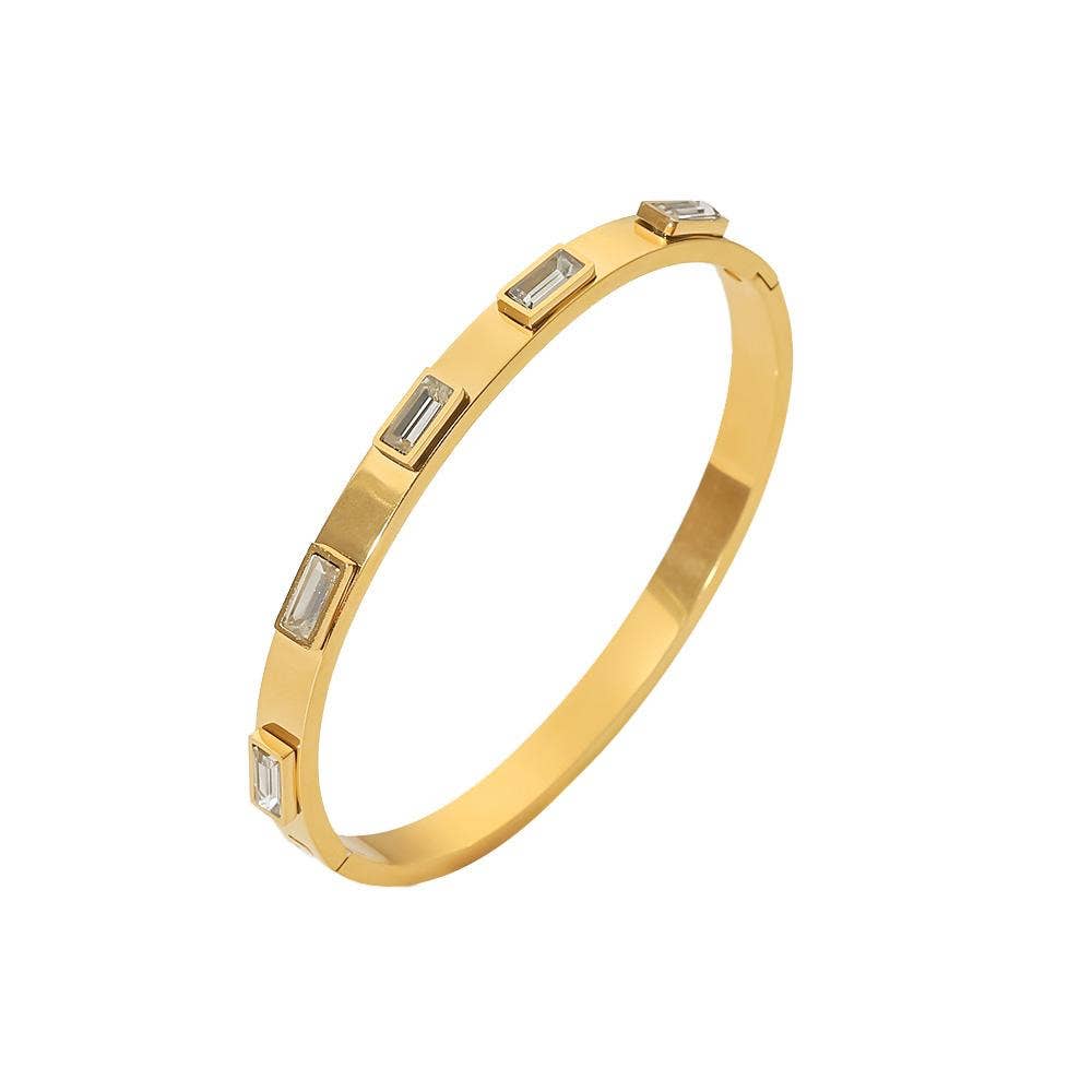 Cz Zircon Gold Bangle Bracelet Waterproof