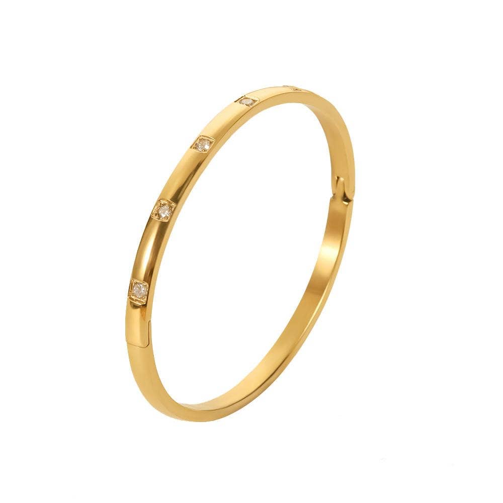 Cz Zircon Gold Bangle Bracelet Water Resistant
