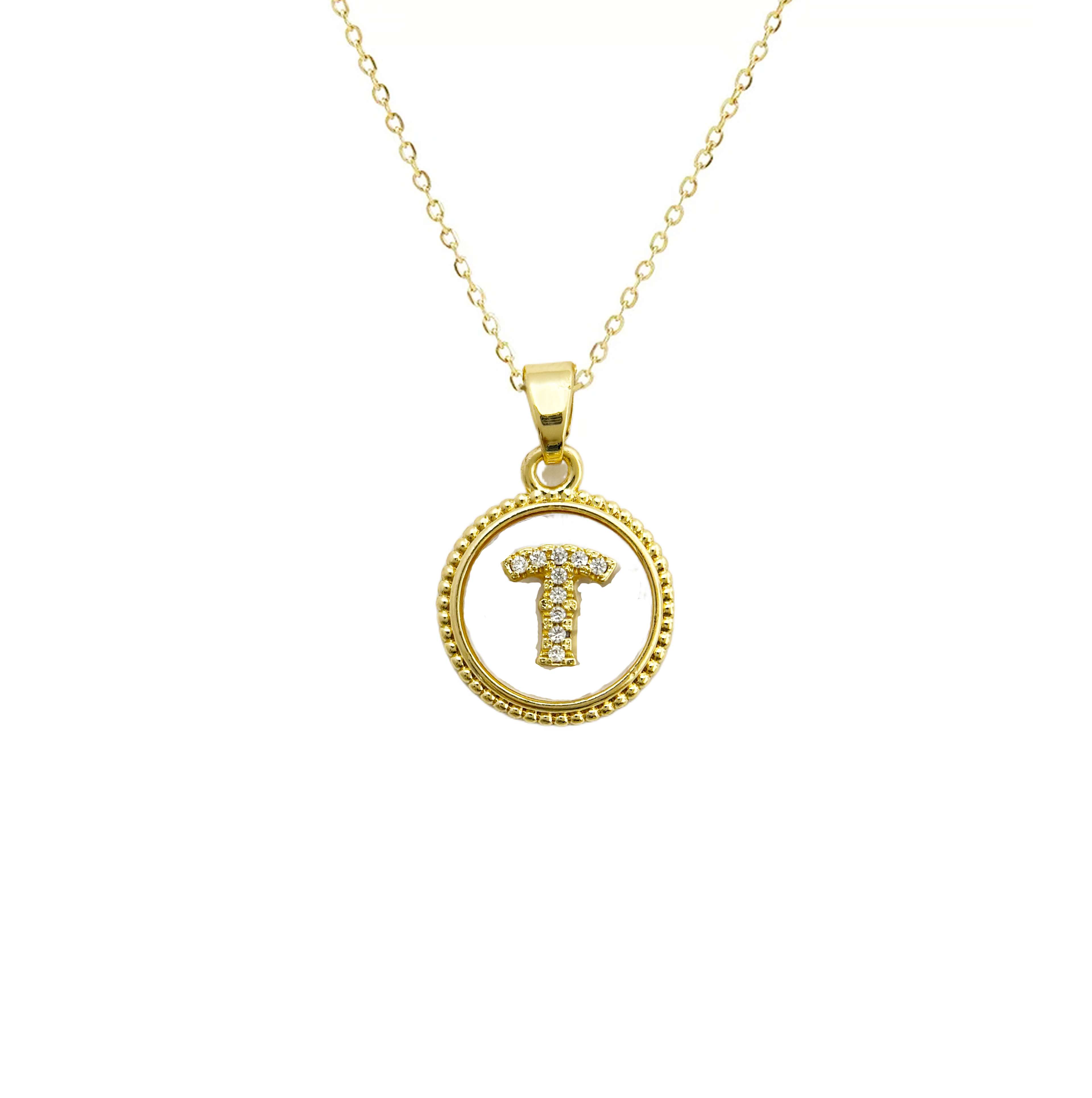 Initial Mother Of Pearl Gold Necklaces