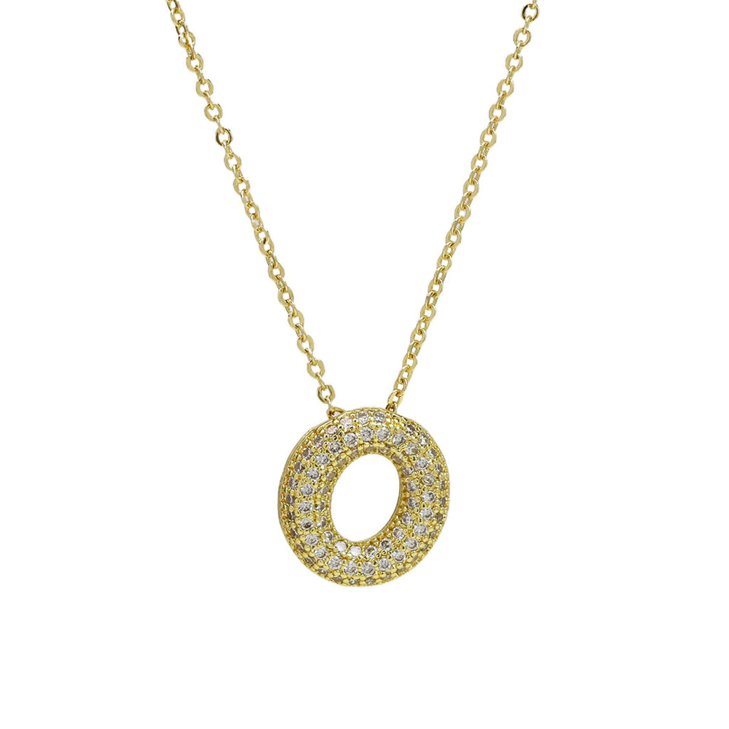 Medium Initial CZ Balloon Bubble Necklace 0.57”