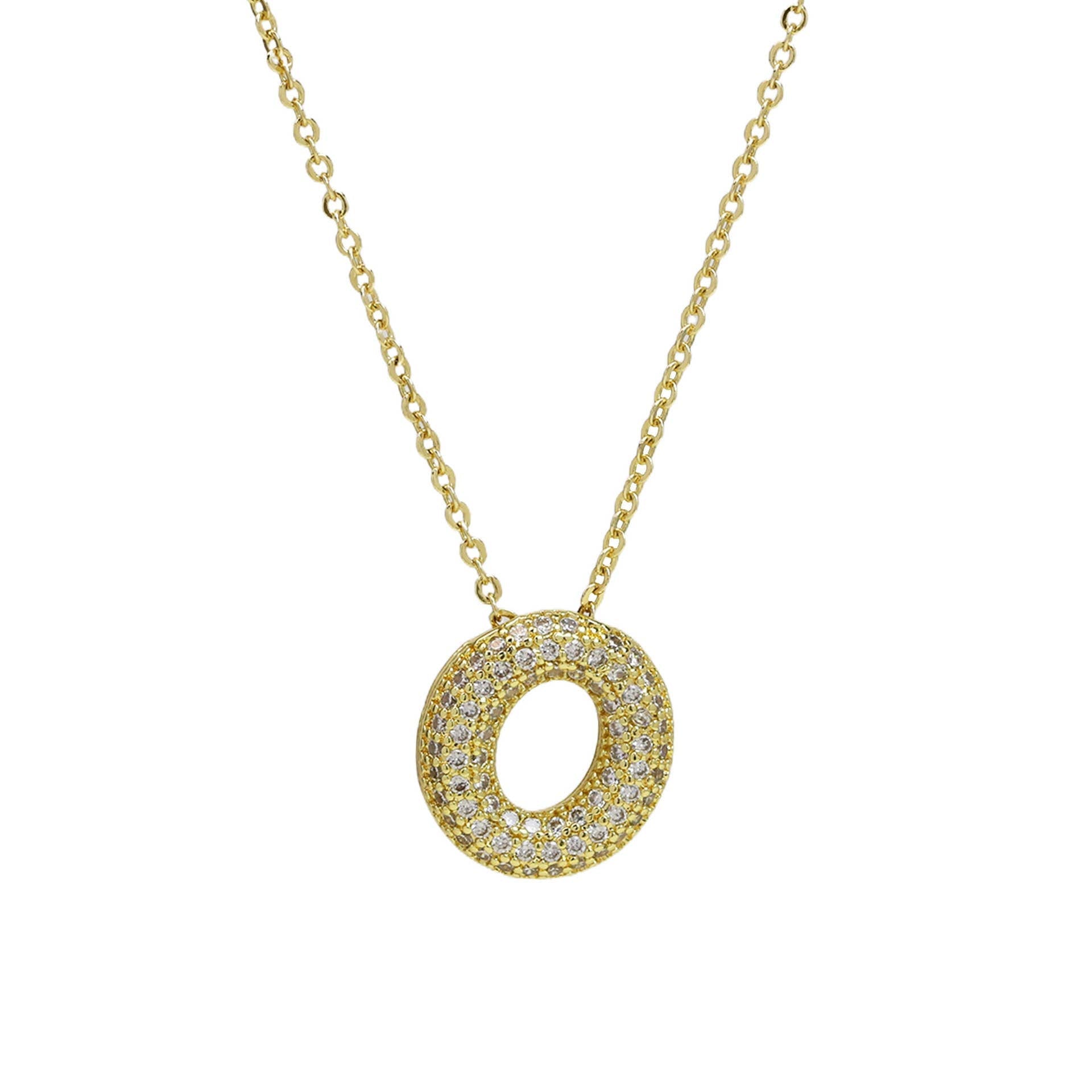 Medium Initial CZ Balloon Bubble Necklace 0.57”