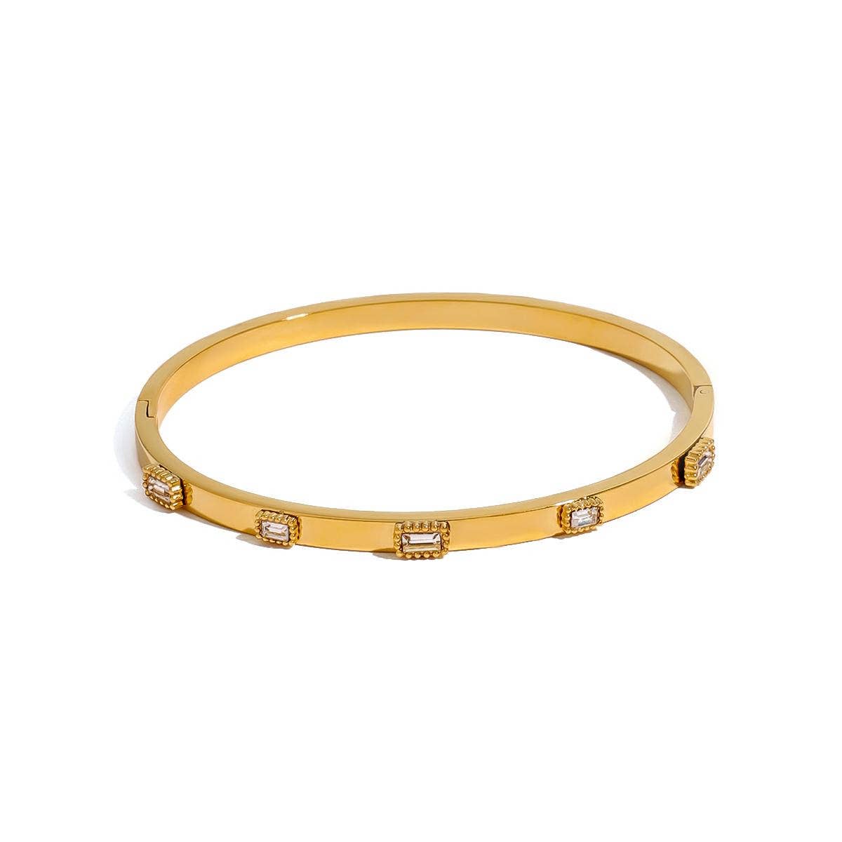 Cz Zircon Gold Bangle Bracelet Water Resistant