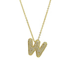 Medium Initial CZ Balloon Bubble Necklace 0.57”