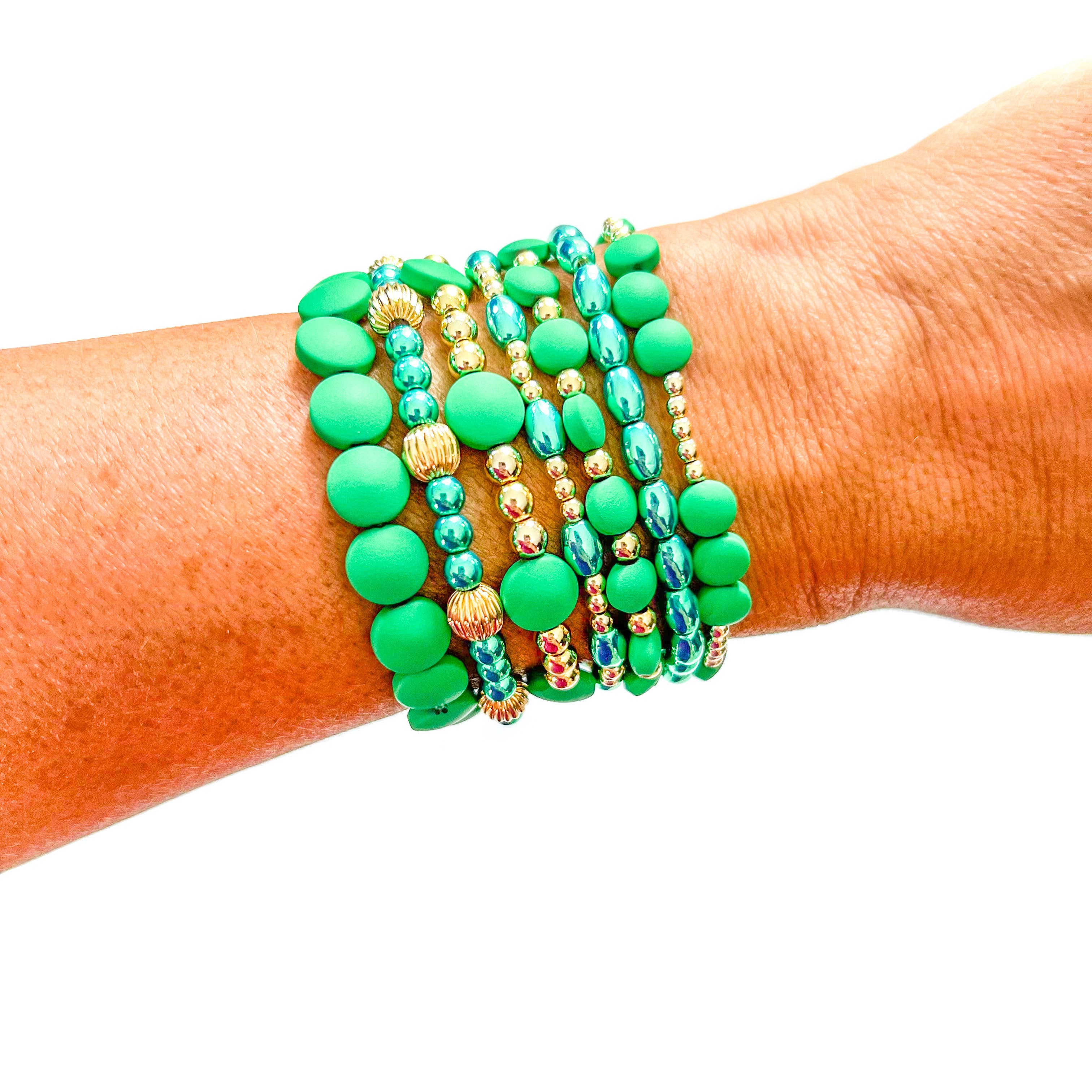 Green Mix Bead Bracelets – Savvy Blings