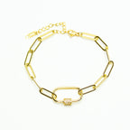 Gold Pave Crystal Large Link Adjustable Bracelet