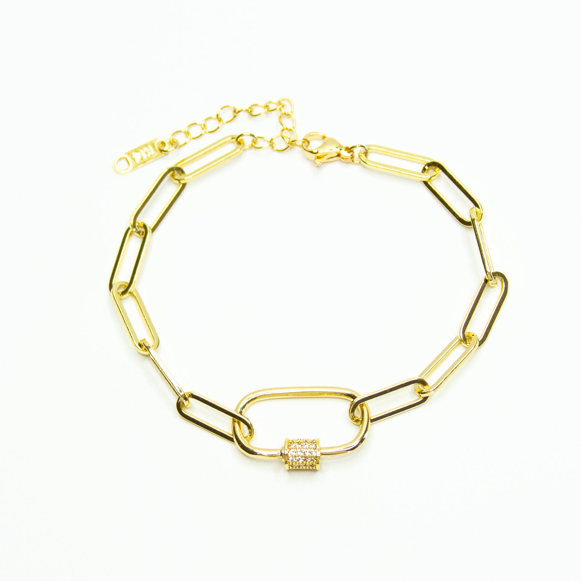 Gold Pave Crystal Large Link Adjustable Bracelet