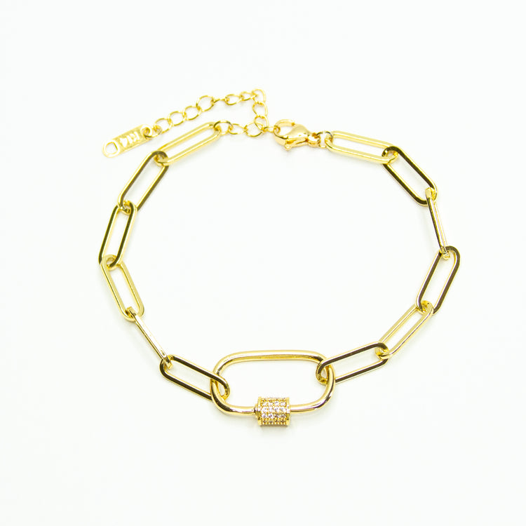 Gold Pave Crystal Large Link Adjustable Bracelet