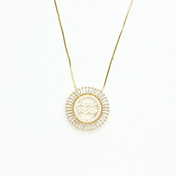 Zodiac Sunburst Necklace Gold Filled Necklace