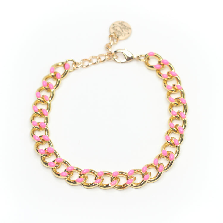 Colorful Chain Link 18K Gold Bracelet