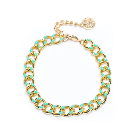 Colorful Chain Link 18K Gold Bracelet