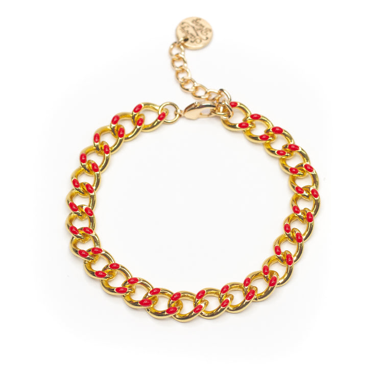 Colorful Chain Link 18K Gold Bracelet