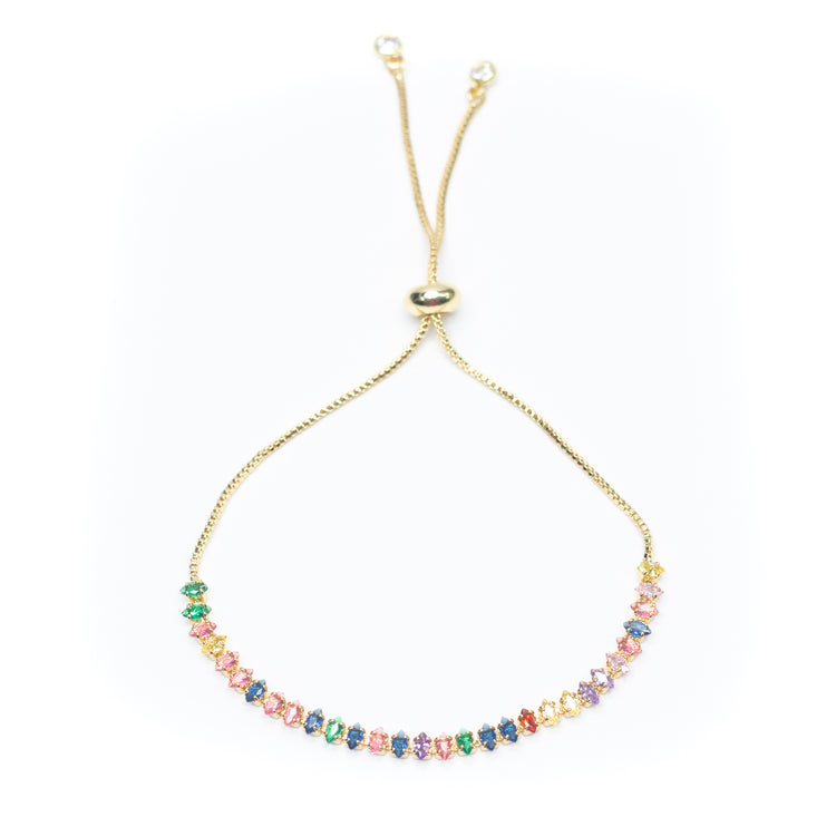 Colorful Pave' CZ Adjustable Bracelet