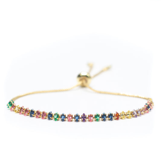 Colorful Pave' CZ Adjustable Bracelet