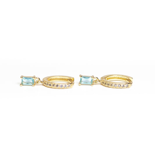 Blue CZ Huggie Hoop earrings