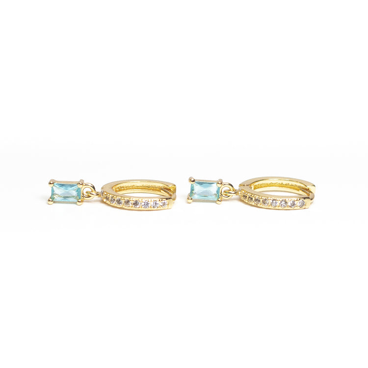 Blue CZ Huggie Hoop earrings