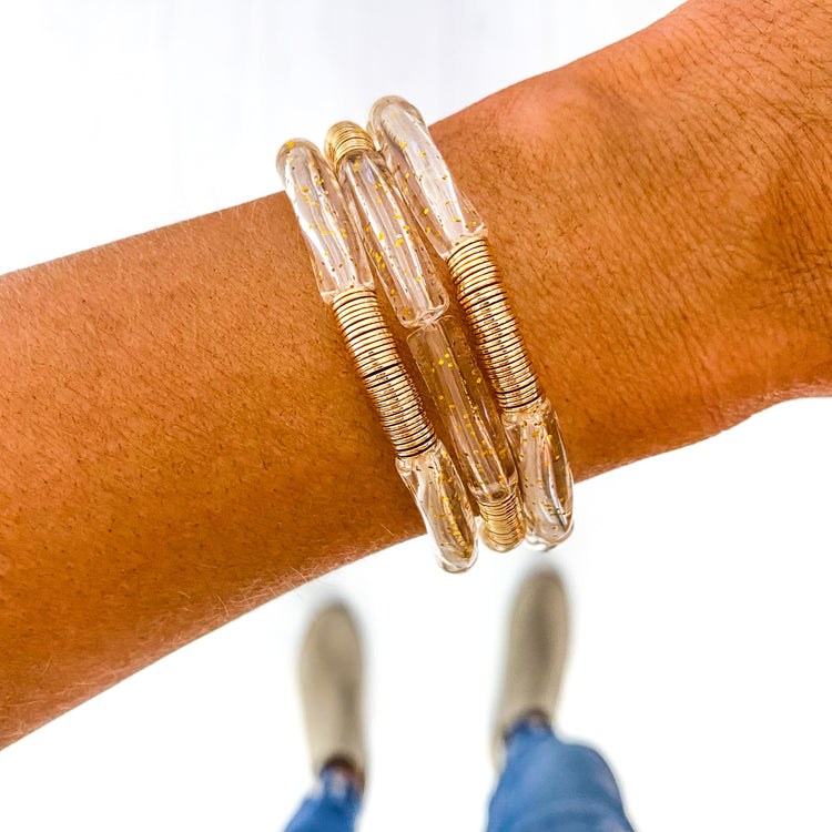 Glitter Acrylic Bamboo Tube Bracelet