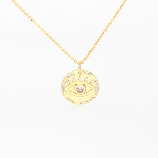 Small Eye Lash Pave' Pendant Necklace