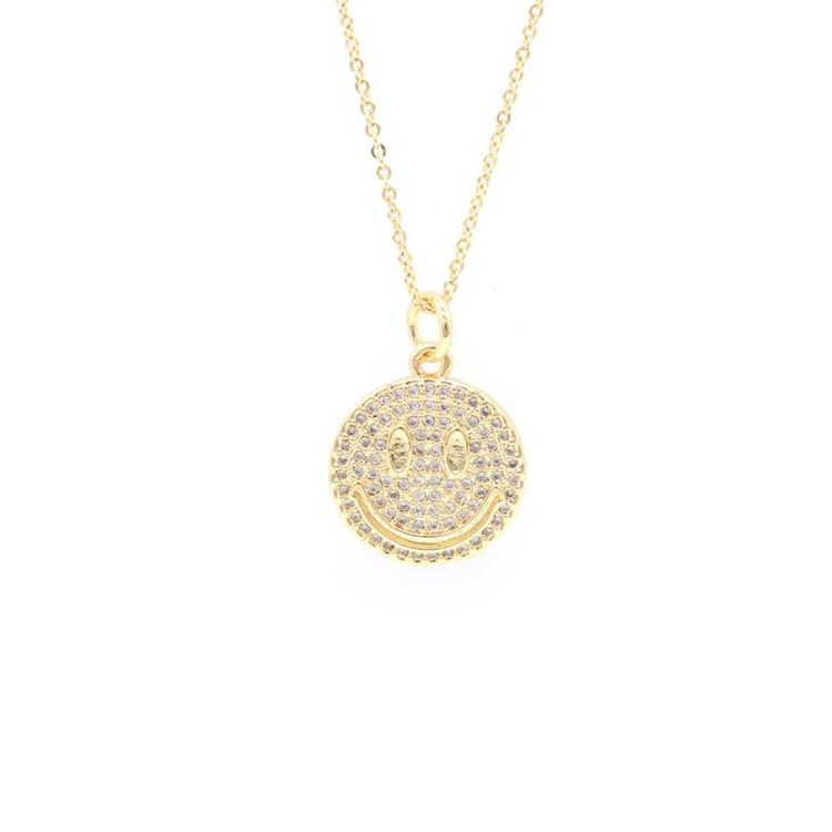 Happy face pave' necklace