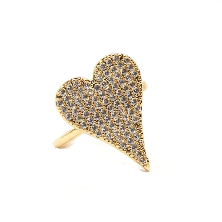 Pave' Heart Adjustable Ring