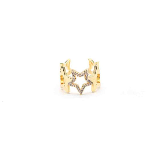 Pave' Hollow Star Adjustable Ring