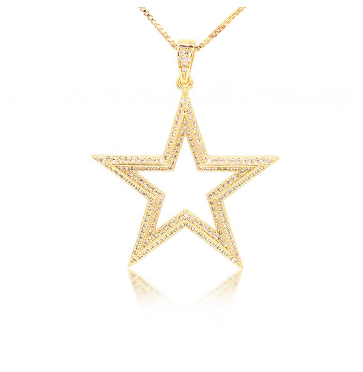 Star Cut Out Pavé 18K Necklace