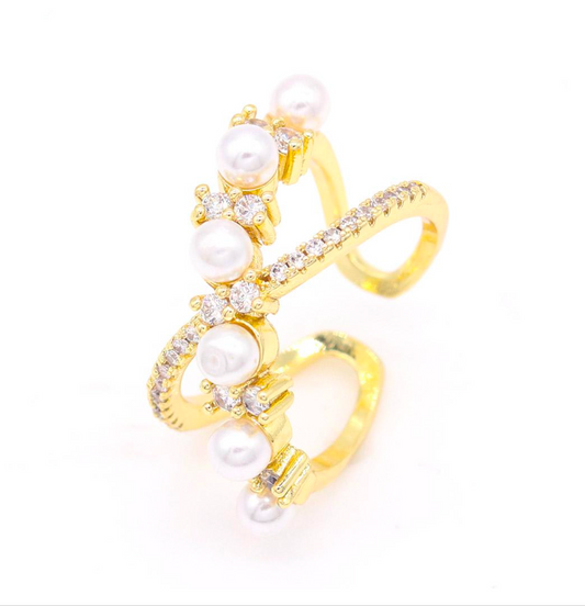 Pearl X Infinity 18K Adjustable Ring